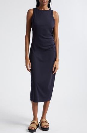Vince Side Drape Stretch Cotton Midi Dress in Coastal Blue at Nordstrom Rack, Size Large