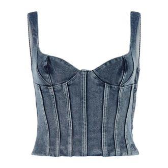 Off-white Denim Bustier Top - female - Off White - Sleeveless Tops - Blue - S - Tops