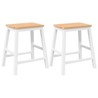 vidaXL Sedie Da Bar 2 Pz Bianchi In Legno Massello Di Hevea - Vidaxl