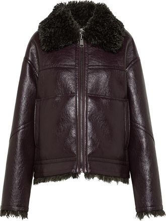 OOF Wear Faux Shearling & Faux Leather Reversible Jacket in Red Brown/Dark Brown at Nordstrom, Size X-Large