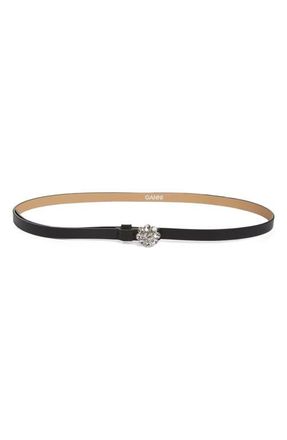 Ganni Crystal Buckle Recycled Leather Belt in Black at Nordstrom, Size Medium