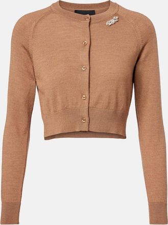 Simone Rocha Embellished cropped wool and silk cardigan