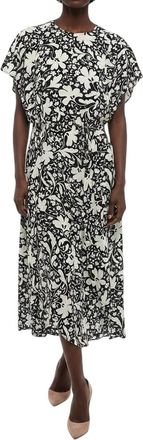Stella McCartney BlackWhite Floral Round Neck Midi Dress