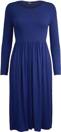 Generic New Ladies Plus Size Franki Long Sleeves Swing Flared Midi Skater Top Dress 8-26 (M/L (UK 12/14), Navy)