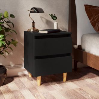 vidaXL Vidaxl - Mesitas De Noche 2 Uds Con Patas Madera Pino Negro 40x35x50 Cm