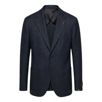 Lardini Jassen, Heren, Blauw, 4Xl, Katoen, Blazer met broche-detail