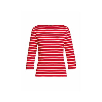 Tommy Hilfiger Tops, Dames, Rood, L, Slimme Boothals 3/4 Mouw Top
