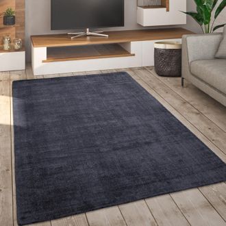 Paco Home Paco Home - Alfombra Sal&oacute;n Pelo Corto Hecha A Mano Motivo Moderno Monocolor Suave Antracita, 150x170 Cm Hexagonal