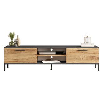 Dmora Mueble Para Tv Crissolo: Un Estante, 2 Puertas, 4 Compartimentos, 160x35x39h Cm, Color Roble Marr&oacute;n