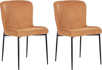 Beliani Beliani - Conjunto De 2 Sillas Naranja Negro Poli&eacute;ster Patas De Metal Ada