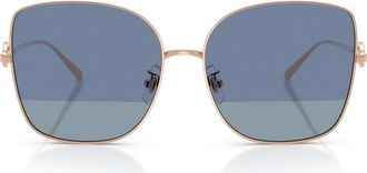 Tory Burch 60mm Oversize Butterfly Sunglasses in Rose Gold /Sharp Tinted Blue at Nordstrom