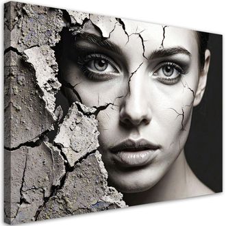Feeby Impresi&oacute;n De Imagen Rostro De Mujer Hormig&oacute;n Blanco Y Negro 100x70