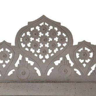 Berkfield Home Hand carved 5-Panel Room Divider Grey 200x165 cm Solid Mango Wood
