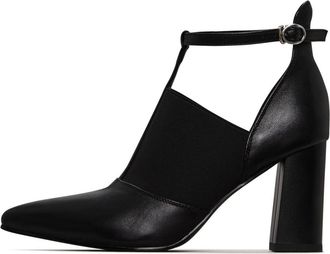 Cesare Gaspari Verhoogde T-strap blokhakken - Lak zwart - Dames - Pumps - Zwart - 37 EU - Leer - Schoenen