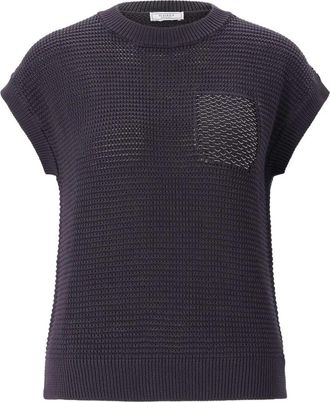PESERICO Rondgebreid T-shirt - Dames - Ronde hals truien - Blauw - XS - Katoen - Truien & Vesten