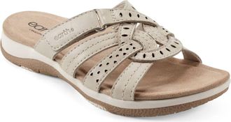 Earth Womens Sassoni Strappy Slip-On Flat Sandals In Ivory