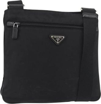 Prada Pre-owned Cross Body Bags, female, Black, Size: ONE SIZE Pre-owned Vintage Nylon Shoulder Bag