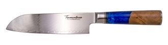 OEM Cuchillo De Cocina Tramuntana Modelo Cd03 Santoku Hoja De Acero De Damasco Vg10 De 67 Capas De 18,8 Cm, Mango De Madera Estabilizada Con Epoxi, Con Ca