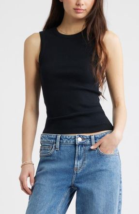 BP. Crewneck Rib Tank in Black at Nordstrom, Size Xx-Small