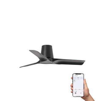 Faro Barcelona Ventilador sin luz abs negro mate 90x90x19 cm