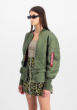 Alpha Industries Bomberjacke ALPHA INDUSTRIES Waisted MA-1 W, Damen, Gr. XS, sage, gr&uuml;n, Obermaterial: 100% Nylon; Futter: 100% Nylon; F&uuml;llung: 100% Polyester, Jacken 