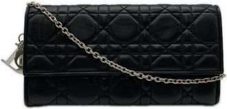 Dior Black Leather Chain/Shoulder Wallet (Pre-Owned)