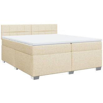 vidaXL Vidaxl - Cama Box Spring Con Colch&oacute;n Tela Color Crema 200x200 Cm