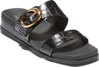 Cole Haan Oaklynn Wedge Sandal in Black Croc Print Leather at Nordstrom, Size 10.5