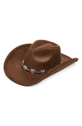 BP. Heart Trim Cowboy Hat in Brown- Silver at Nordstrom