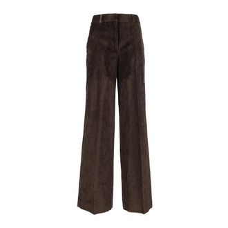 PESERICO Wijde broek - Dames - Broeken - Bruin - Maat: L Zijde