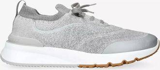 Brunello Cucinelli Mens Knitted Sneakers Grey - Cream - Size: 11