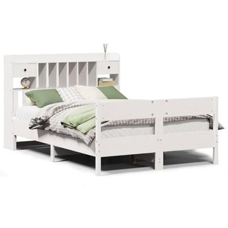 Berkfield Home Bookcase Bed without Mattress White 140x190cm Solid Wood Pine | Size: 140x190 cm