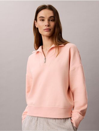 Calvin Klein Jeans Calvin Klein Womens Monogram Fleece Quarter Zip Sweatshirt - Light/Pastel Orange - XL
