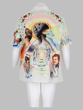 Casablanca Graphic-Printed Linen Blend Shirt - White