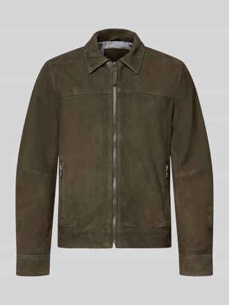 Mauritius Lederjacke aus Schafsnubuk mit Rei&szlig;verschluss Modell TRIVEN in Schilf, Gr&ouml;&szlig;e XXXL