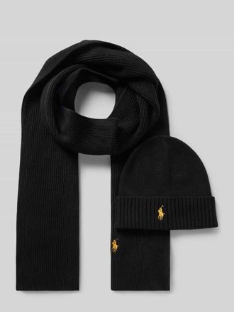 Polo Ralph Lauren Schal und M&uuml;tze aus Wolle im Set mit Geschenkbox in Black, Gr&ouml;&szlig;e 1