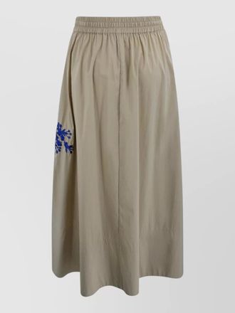 Parosh midi a line skirt floral embroidery