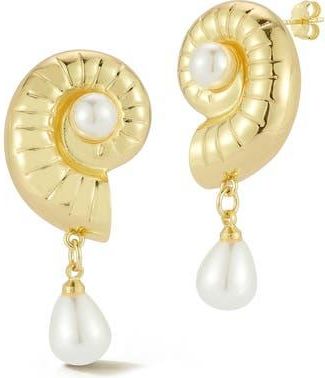 Glaze Jewelry Faux Pearl Shell Drop Earrings in Gold at Nordstrom Rack