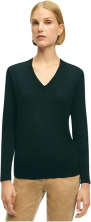 Brooks Brothers Merino-wollen V-hals trui - Dames - V-hals truien - Zwart - XS - Wol - Truien & Vesten