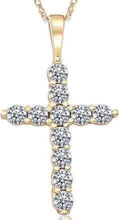 Pompeii3 1/2ct Yellow Gold Diamond Cross Pendant 14K Necklace
