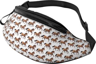 Generic Brown Horse Cool Print Chest Bag Waist Bag Lightweight Bumbags For Hiking Shopping Cycling 14X35Cm