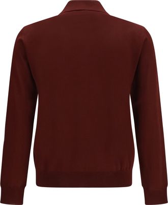 Valentino Mens Long-Sleeve Wool Polo With Vlogo Bordeaux Merino Ovis Aries Shirts T-shirts And Polos