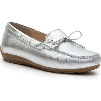 Ara Amarillo Leather Driving Shoe in Silver at Nordstrom, Size 11.5