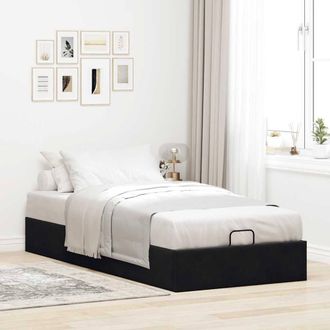 Berkfield Home Ottoman Bed Frame No Mattress Black Single Velvet