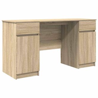 Berkfield Home Desk Sonoma Oak 140x49x76 cm Engineered Wood in Light Oak | Size: 140 x 49 x 76 cm