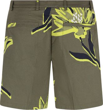 HUGO BOSS Mens Bermuda Shorts Cotton Green Elastane