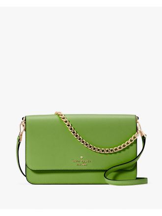 Kate Spade New York Womens Madison Willow Medium Flap Convertible Crossbody Purse - Dark Green Leather - One Size