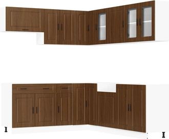 vidaXL Mueble Cocina Porto Roble Marr&oacute;n 11 Pzas Madera Contrachapada Vidaxl