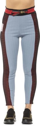 Mr & Mrs Italy Lichtblauwe katoenen leggings met geborduurde patches - Dames - Leggings - Veelkleurig - S - Katoen - Broeken