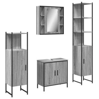 Berkfield Home 4 Piece Bathroom Cabinet Set Grey Sonoma Engineered Wood